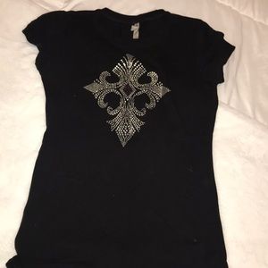 Crew neck black top large